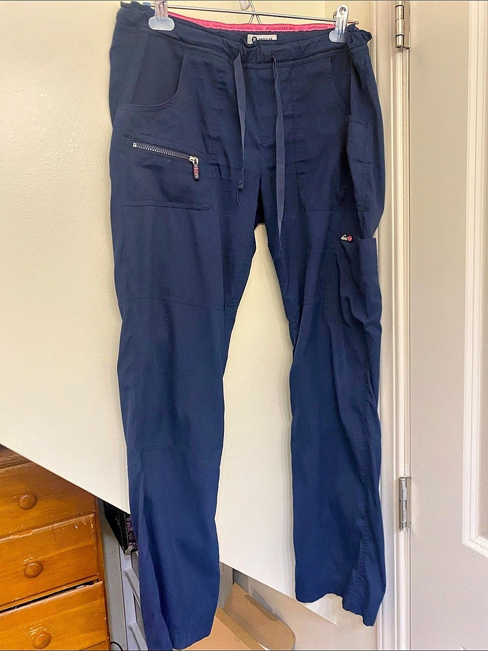 Koi Lite Slim Fit Mechanical Stretch Pants in Blue Size Small